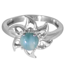 Natural Larimar Gemstone 925 Sterling Silver Ring Jewelry